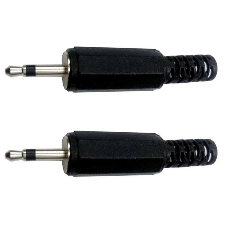 CESS 2.5mm TS Male Plug Jack Black Audio Cable Connectors (2 Pack) - Image 1